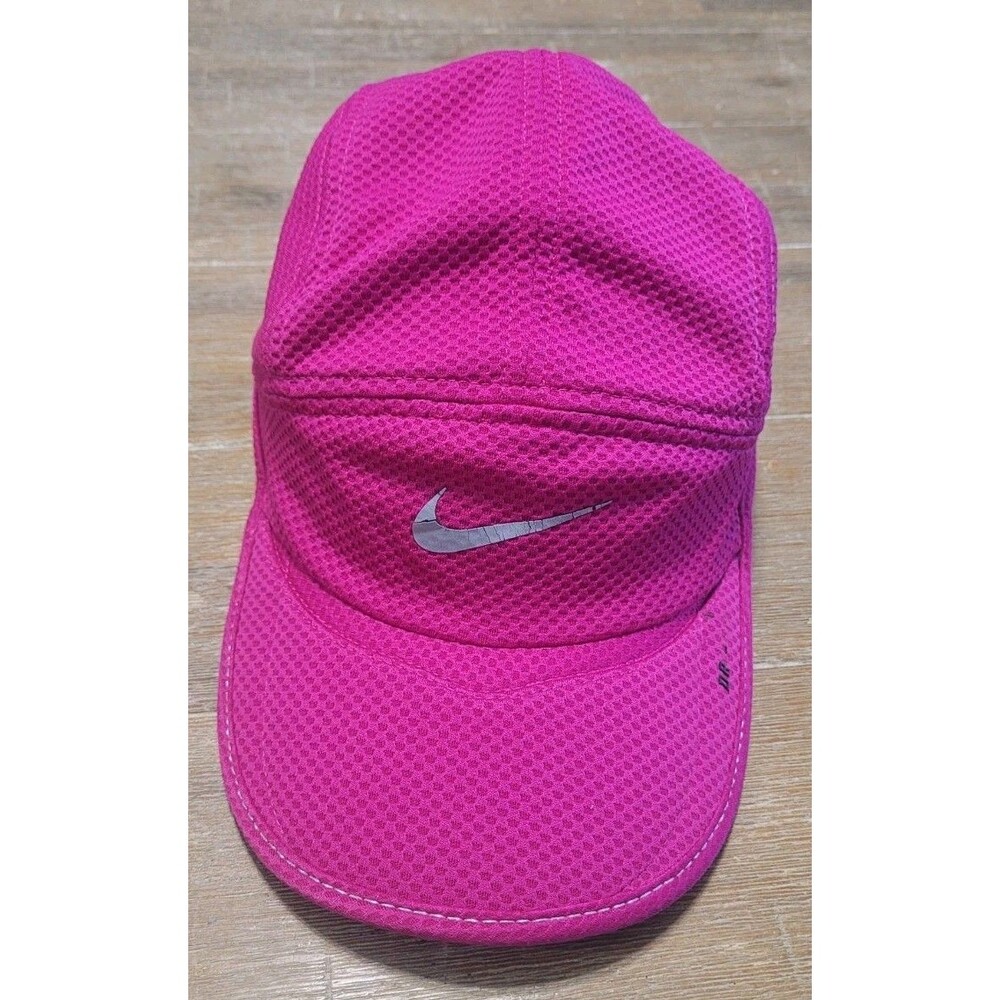 Nike Daybreak 5 Panel Running Hat Pink Dri-Fit Tailwind Adjustable Cap Yoga